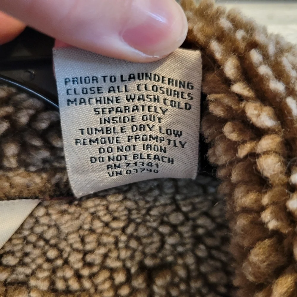 L.L. Bean Red Faux Suede Brown Sherpa Long Coat